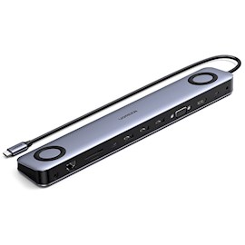 USB-C ჰაბი UGREEN CM235 (60571) Type-C Docking Station, 3xUSB3.0, HDMI, VGA, RJ45, SD/TF, 3.5mm Audio, USB-C F, DC3.5, PD, Gray